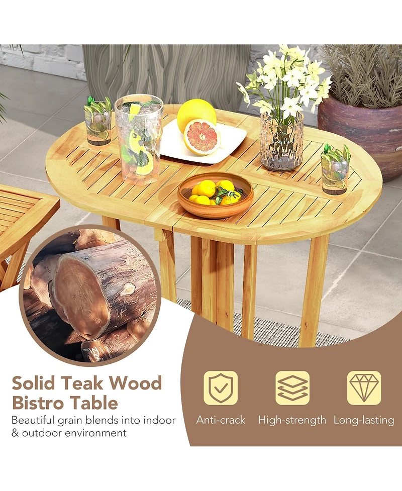 Gymax Outdoor Folding Bar Table w/ Oval Tabletop and Cross Base for Patio