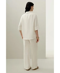 Lilysilk Women's Heavy Silk Crepe Relaxed Half-Sleeve Shirt