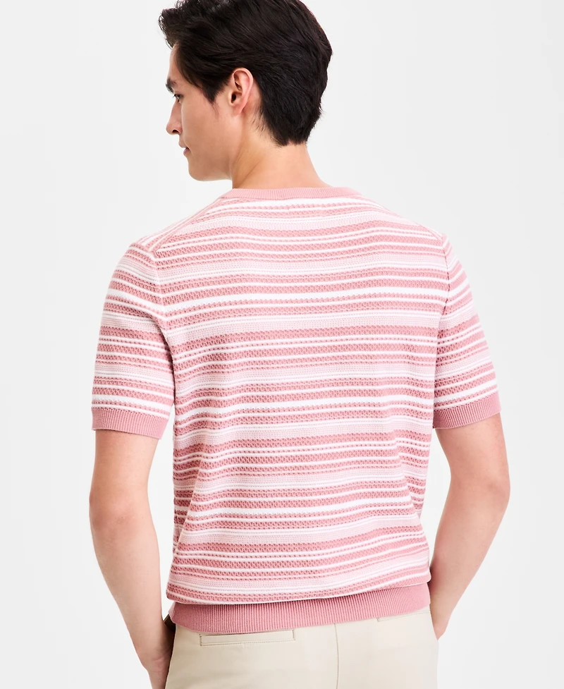 Alfani Men's Short-Sleeve Stripe Crewneck Sweater Tee, Macy's Exclusive
