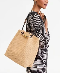 I.n.c. International Concepts Catalyna Straw Tote Handbag, Macy's Exclusive