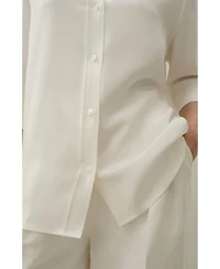 Lilysilk Women's Heavy Silk Crepe Relaxed Half-Sleeve Shirt