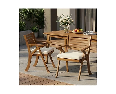 sumyeg Outdoor Hermosa Kd Wood Dining Chair With Cushions(Set of 2)