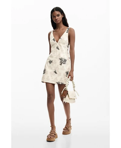 Desigual Women's Embroidered Strap Dress With Branches