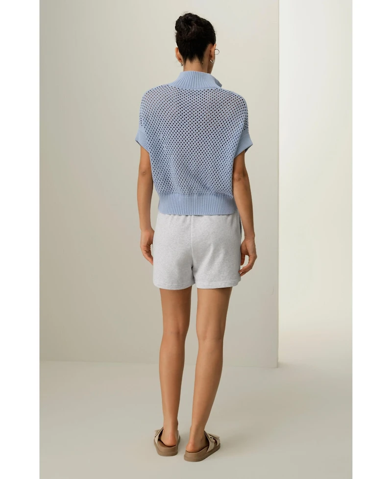 Lilysilk Women's Toscana Pointelle Knit Half-Zip Sweater