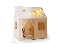 Hongge Kids Play Tent Large Playhouse with Glow in the Dark Stars and Mat-Beige