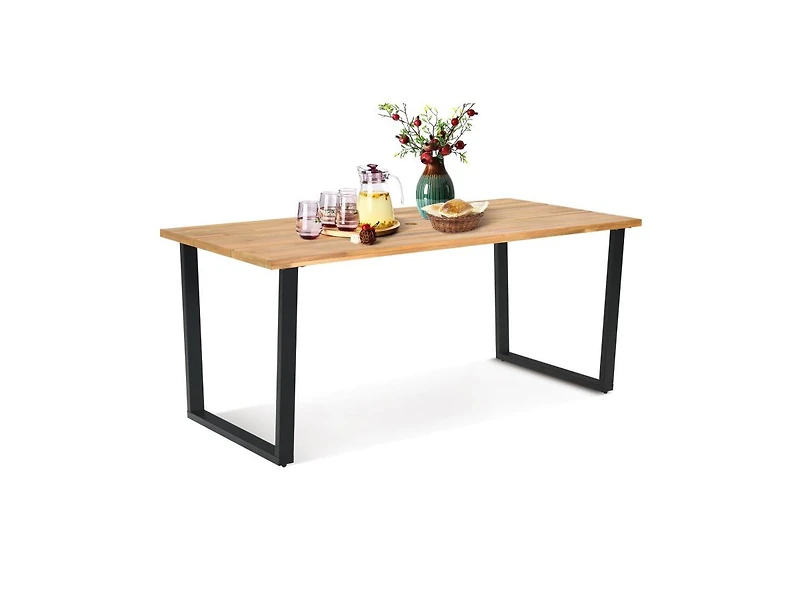 Clihome 6-Person Acacia Wood Outdoor Dining Table with 2 Inch Umbrella Hole