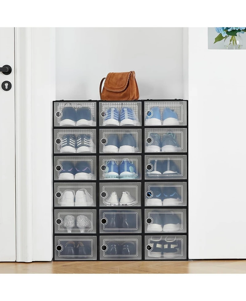 homfan 18 Pack Clear Shoe Storage Boxes with Front Doors