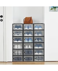 homfan 18 Pack Clear Shoe Storage Boxes with Front Doors