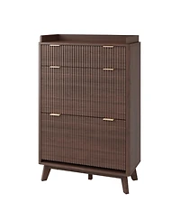 homfan 48 Tall Fluted Shoe Cabinet with 2 Flip Drawers, Adjustable Shelves, 15.75 Deep Entryway Storage