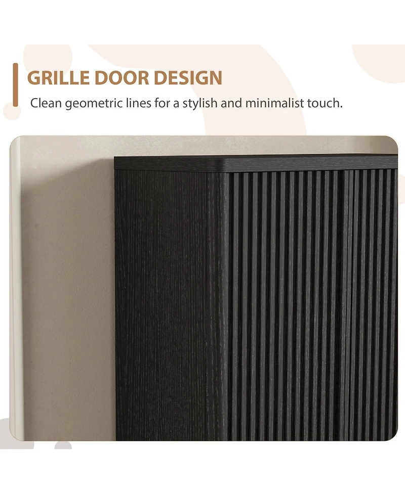 homfan 31.5 Shoe Cabinet with Fluted Door and Adjustable Shelves, Narrow Entryway Storage