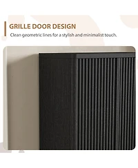 homfan 31.5 Shoe Cabinet with Fluted Door and Adjustable Shelves, Narrow Entryway Storage