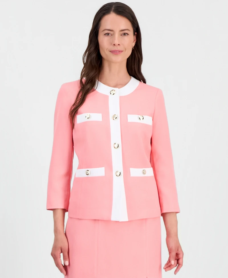 Le Suit Women's Jewel-Neck Framed Jacket & Box-Pleat Pencil Skirt