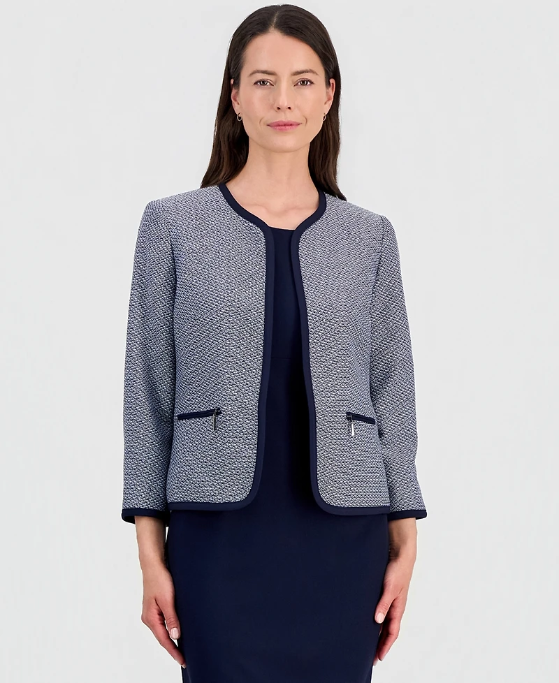 Le Suit Women's Zipper-Pocket Open Cardigan & Empire-Seamed Dress