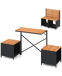 Gouun 2-in-1 Convertible Outdoor Picnic Table and Loveseat Set with Storage
