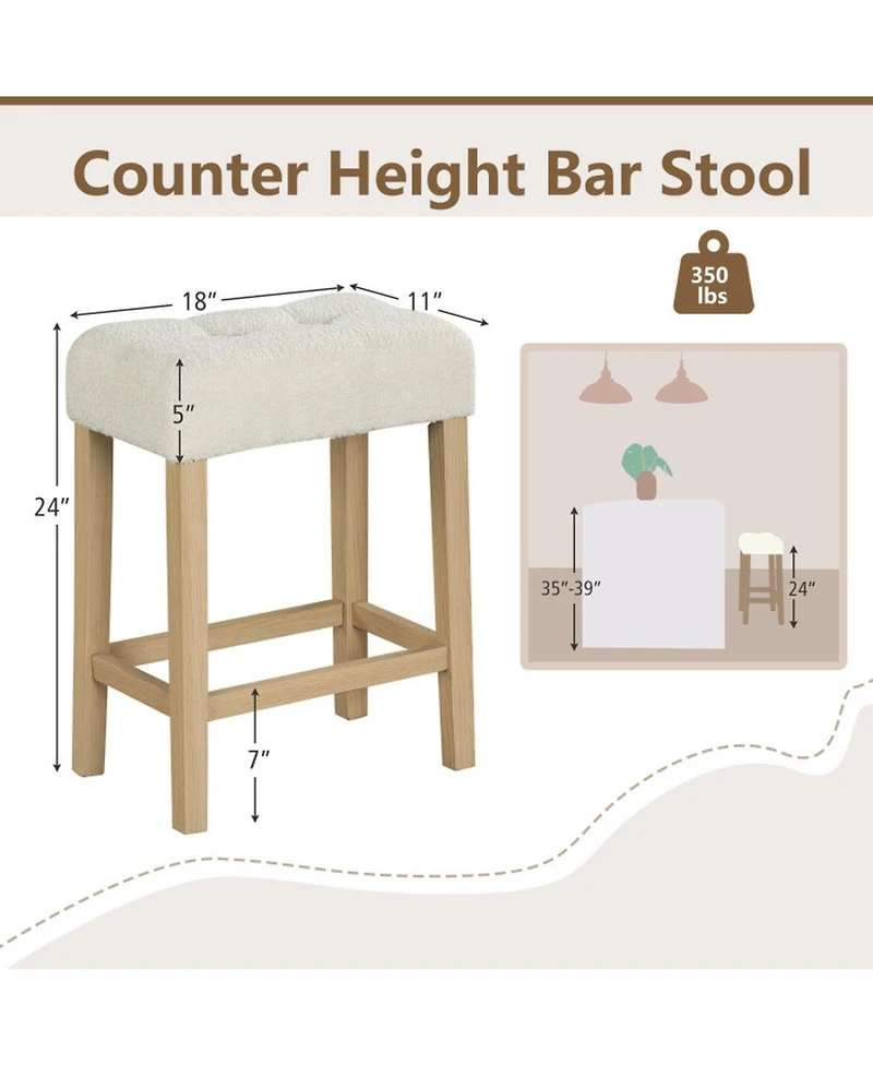 Gouun Upholstered Counter Height Bar Stools Set of