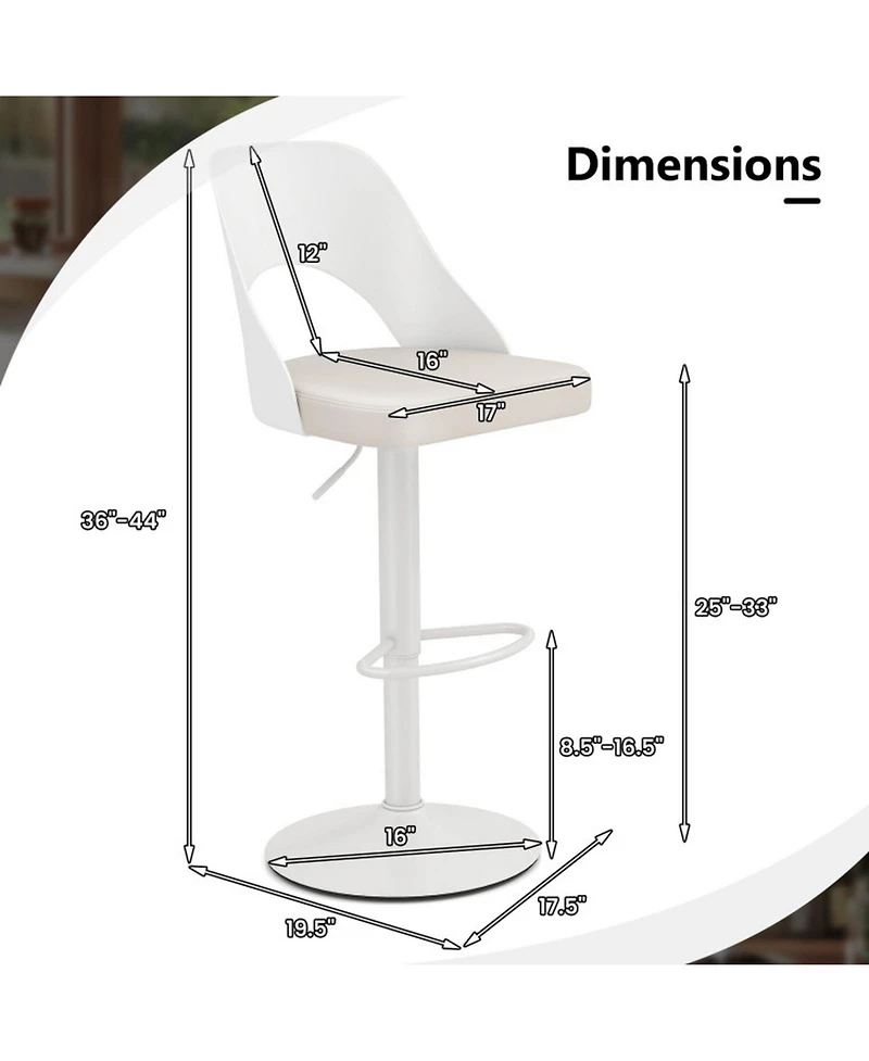 Gouun 25 in Bar Height Stools Set of 2 with Metal Legs