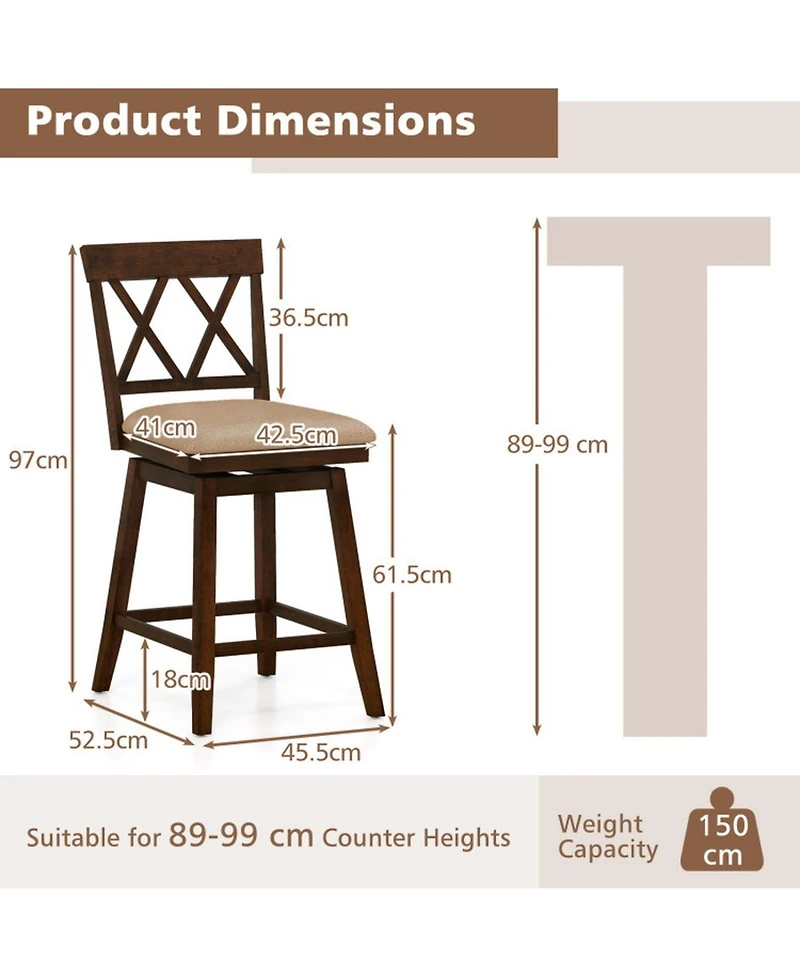 Gouun 24 in Upholstered Counter Height Bar Stools Set of 2