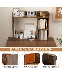 Sugift Three Tier Desk Bookshelf with Open Shelves for Home Office