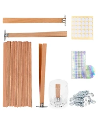 Gnuadz 100 Cherry Wood Candle Wicks With Stand Glue Dot Warning Label For Diy Making
