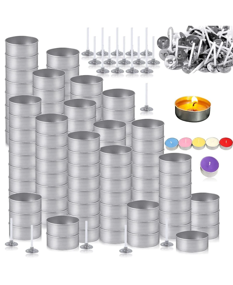 Gnuadz Aluminum Tea Light Candle Containers with Wicks, 100 Piece