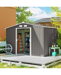 Outsunny 9' x 6' Storage Shed Garden Tool House w/ Vents Doors