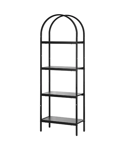 Sugift Metal Bookshelf, 4-Tier Arched Industrial Storage Unit for Living Room and Office