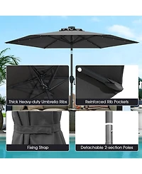 Sugift 7.5 ft Solar Powered Patio Umbrella with Led Lights and Crank