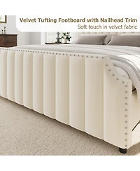 Homfan Upholstered Bed Frame with Headboard and Footboard
