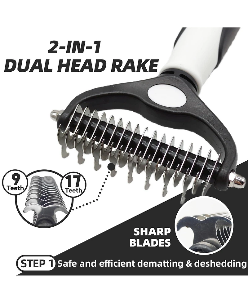 Aronkl Dog Grooming Kit 7-Piece Deshedding Undercoat Rake Slicker Dematting Comb Clipper Bath Brush for Dogs Cats