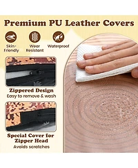 Sugift 3-Piece Tree Stump Stool Set with Wood Printing Nature Decoration