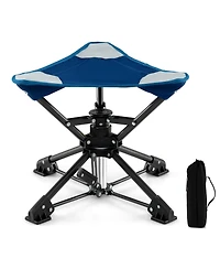 Sugift Folding Camping Stool Swivel Hunting Chair with Anti Sink Feet