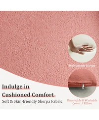 Gouun Modern Sherpa Accent Chair with Waist Pillow and Curved Armrests