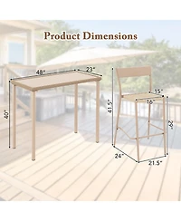 sumyeg 3-Piece Patio Bar Table Set with Bar Height Table and 2 Armless Chairs