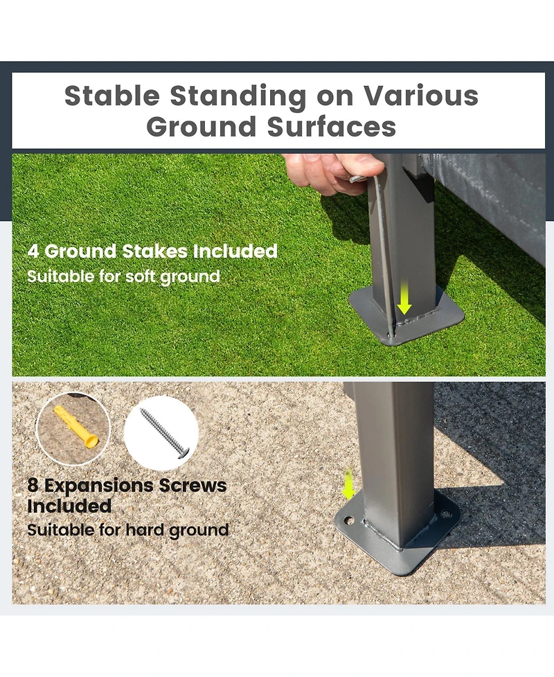 sumyeg 3-Piece Patio Bar Set with 8 x 8 Ft Double-Tier Grill Gazebo and 2 Bar Stools