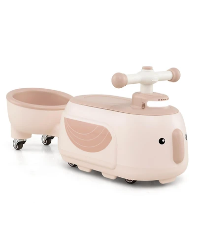 Slickblue Toddler Ride-On Car with Trailer, Lights and Music