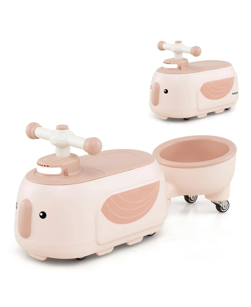 Slickblue Toddler Ride-On Car with Trailer, Lights and Music