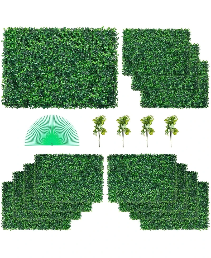 Sugift Boxwood Hedge Wall Panels Set of 12, 24" x 16", Uv Protected for Garden