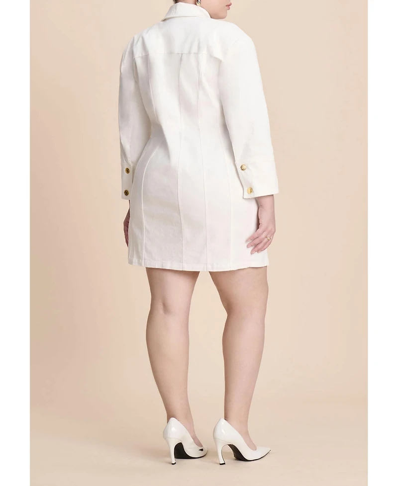 Eloquii Women's Plus Corset Detail Denim Mini Dress