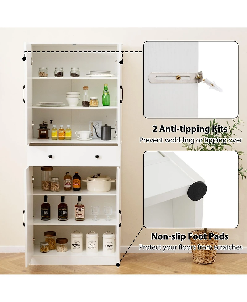 Sugift Tall Farmhouse Storage Cabinet with Sliding Barn Doors