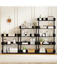 Slickblue 4 Tier Open Bookcase Industrial Shelf with Anti Tip Hardware