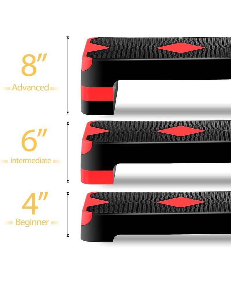 Zeny 26.5 inch Aerobic Step Platform with 4 Step Risers, Height Adjustable Exercise Stepper for Home Gym Workouts