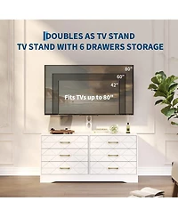 gaomon 6 Drawer Tv Stand Dresser for 32-80 Inch TVs, Wood Entertainment Center with Adjustable Mount.