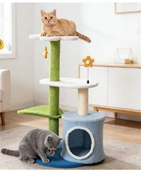 Zeus & Ruta 34.5 in. 4 Tier Cat Activity Center with Jingling Balls and Cozy Condo for Kittens