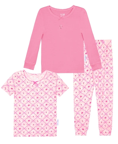 Max & Olivia Toddler Girls' 12M-5T Round Neck Top and Pull-On Pants, 3-Piece Set