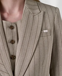 Dkny Women's Pinstripe Notch Collar Blazer