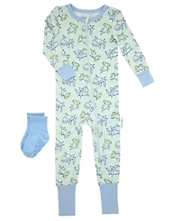 Max & Olivia Baby Boys' Shark Print Round Neck Onesie and Socks, 2-Piece Set