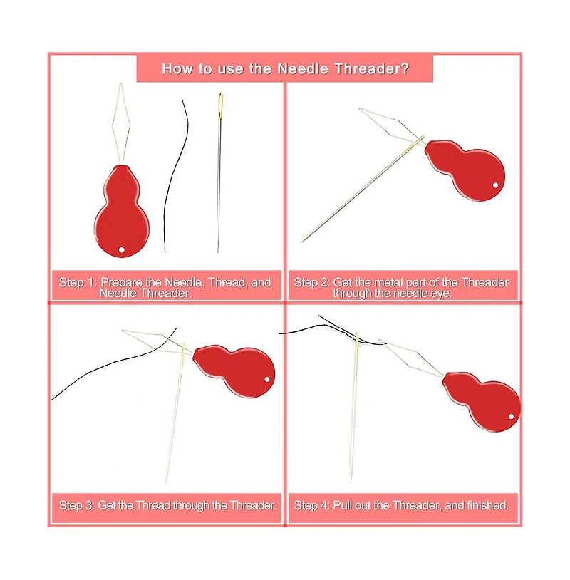 Gnuadz Large Eye Hand Sewing Needles Assorted Sizes Embroidery 25/50 With Threaders 25 Pack