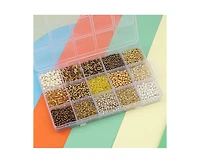 Gnuadz 15 colors Glass Seed Tube Beads Bugle Diy Craft Beading Kit Gold