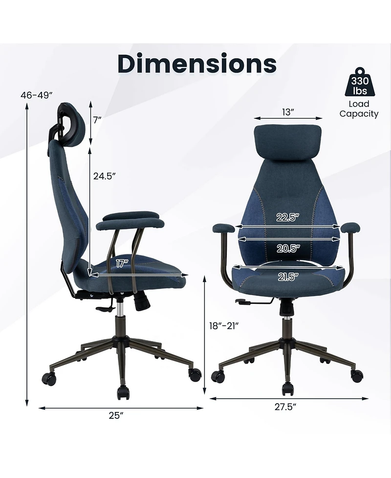 Slickblue Ergonomic Computer Chair 2D Headrest Rocking Backrest