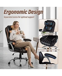 Slickblue Ergonomic Executive Office Chair Leather Padded Seat Armrests